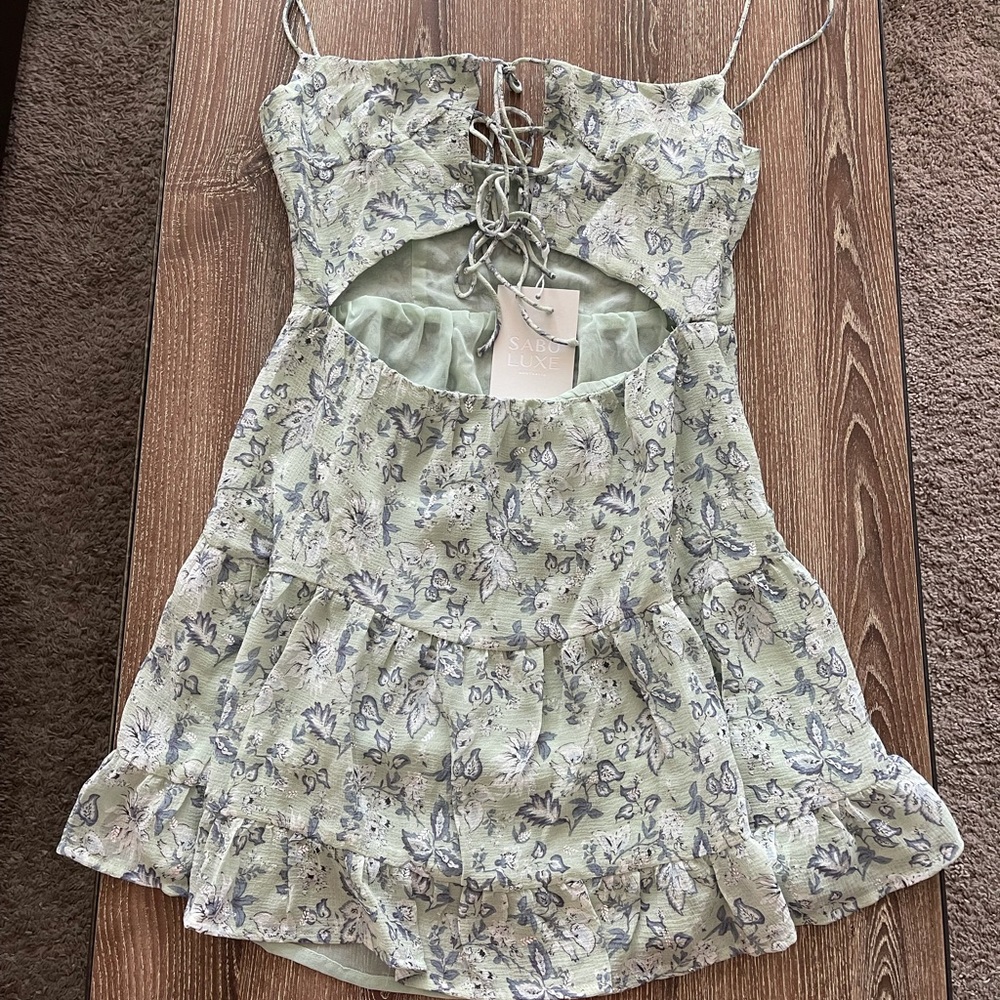 Green Floral Sabo Skirt Mini dress